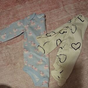 Blue Swan Print Baby Onesie